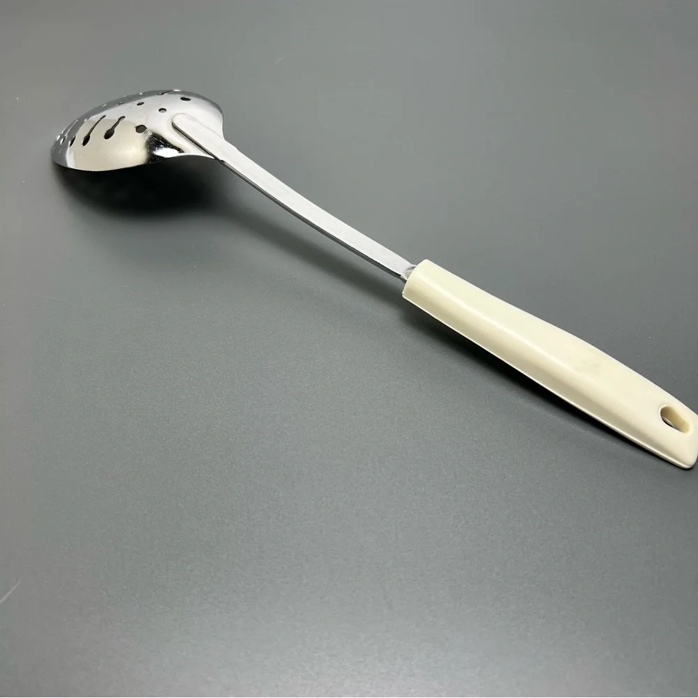 VTG EKCO Chromium Plated Stainless Spotted Spoon With White Handle MCM - Picture 3 of 13
